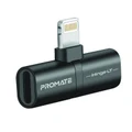 Promate IHINGE-LT.BLK 2-in-1 Audio & Charging Adaptor with Lightning Connector - 2A Pass Through Charging - 48KHz Audio Output - Plug & Play - Colour Black