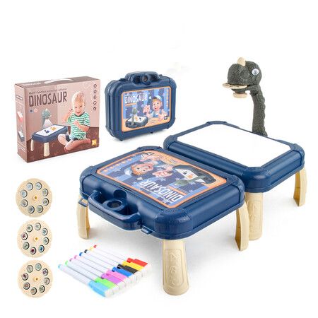 Kids Dinosaur Led Light Projector Art Drawing Table Kids Toys Painting Board Desktop Crafts Educational Learning Painting Tools Col Blue