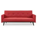Sarantino 3 Seater Modular Linen Fabric Bed Sofa Armrest Red