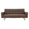 Sarantino 3 Seater Linen Fabric Sofa Bed Couch Armrest Futon Brown
