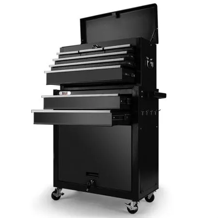8 Drawer Tool Box Cabinet with Castors - Black