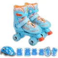 SizeS Ice Blue Roller Skates 4 Sizes Adjustable Double-row Roller Skating Shoes Roller Skates,Suitable For Beginners
