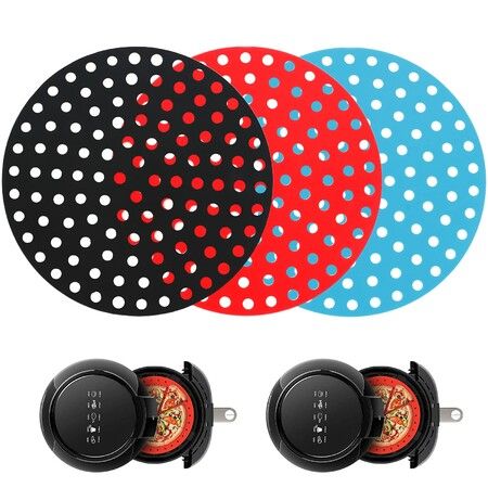 3 Pieces 8 Inch Reusable Silicone Air Fryer Liners, Non-Stick Silicone Replacement for Ninja, Cosori, Gowise, Instant Pot