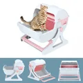 Semi Automatic Cat Litter Box Pet Toilet W/Bucket Non-Toxic,Ordourless,Durable To Use-Pink