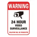 24 Hour Video Surveillance Sign,15x10cm for CCTV Security Camera (10pcs)