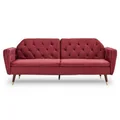 Sarantino Faux Velvet Sofa Bed Couch Furniture Suite Seat Burgundy