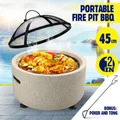 MgO Fire Pit BBQ Smoker Outdoor Fireplace Portable Patio Heater Brazier for Camping Backyard 45cm