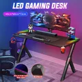 Gaming Desk Office Computer Racer Table Desktop 140CM RGB LED Carbon Fiber