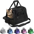 Pet Carrier Airline Approved for Small Dogs, Medium/Small Cats, Cat Travel Carrier(Black)