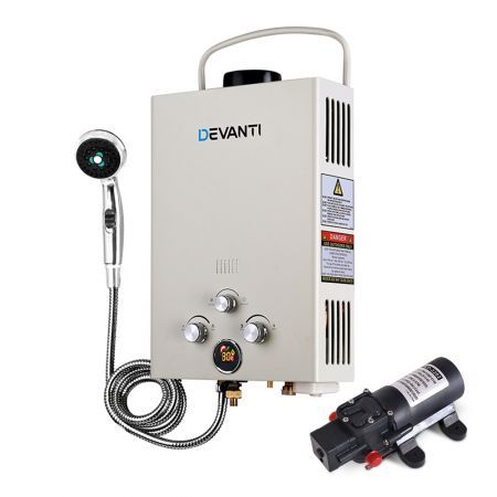 Devanti Outdoor Gas Hot Water Heater Portable Shower Camping LPG Caravan Pump