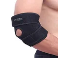 Adjustable Elbow Brace Great for Tennis Elbow, Tendonitis, Support and Relieves Pain (Black)
