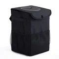 Trash Can Garbage Bag with Lid and Storage Pockets Leak-Proof Vinyl Multipurpose Truck Organizer Black