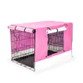 Wire Dog Cage Foldable Crate Kennel 30 inches with Tray + PINK Cover Combo