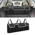 Car Trunk Organizer Storage Backseat Hanging Organizer with 4 Pockets for SUV MPV Waterproof Collapsible Black