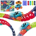 Race Car Track for Kids with Bendable Track, Gravity-Free Creative Toy with 184 Pieces Toys for Kids with Light
