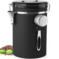 Airtight Coffee Canister 1.8L Large Stainless Steel Coffee Bean Storage Container Black