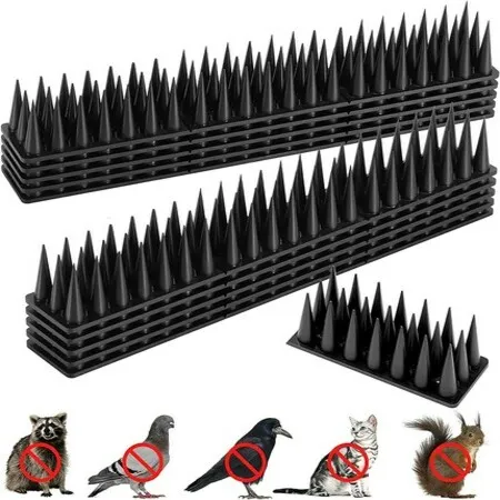 Bird Spikes 15 Pack Bird Squirrel Raccoon Pigeon Cat Animal Deterrent Spikes Black