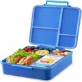Large Leak-Proof Bento Lunch Box with 4-Compartment for Kids Compatible with Caperci Thermos Jar (Blue)