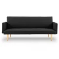Sarantino 3 Seater Modular Linen Fabric Sofa Bed Couch Armrest Black
