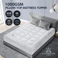 Mattress Topper King Single Pillowtop Bed Soft Mat Pad for Back Pain with Skirt White Luxdream 1000gsm