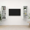 Wall-mounted TV Cabinets 2 pcs High Gloss White Chipboard