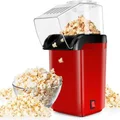 Popcorn Maker Machine - 1200W Hot Air Popcorn Popper Maker with Measuring Cup and Top Lid,No Oil Needed, Healthy Snack,Red