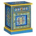 Bedside Cabinet Solid Mango Wood Turquoise Hand Painted