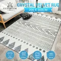 Large Carpet Floor Mat Grey Area Rug Nursery Living Room Bedroom Washable Non Slip Rectangle Stripe Print Velvet