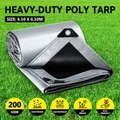 Tarpaulin Car Cover Camping Shelter Tent Poly Tarps for Boat Pool Ground Floor Roof RV Heavy Duty Waterproof 200gsm 6.10m x 6.10m
