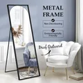 Rectangle Full Length Mirror Free Standing Floor Vanity Bedroom Foldable Stand Metal Frame Black
