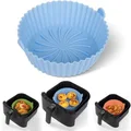20x6cm Air Fryer Silicone Pot,Reusable Non-stick Air Fryer Silicone Liners,Air Fryer Basket Accessories (Blue)