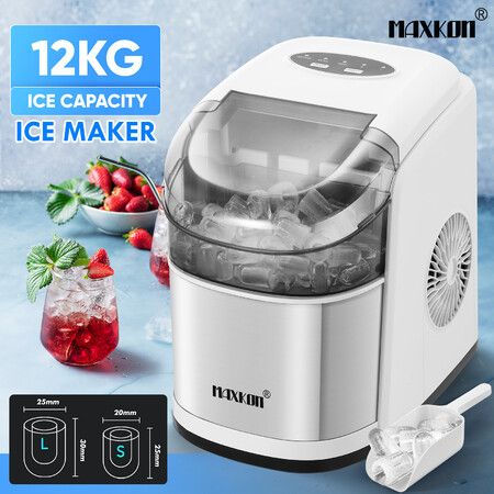 12KG Ice Maker Machine Bullet Shaped Cube Making Countertop Home Commercial Automatic Quiet Maxkon