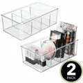 2pcs Kitchen Bathroom Makeup Organizers Storage Box with 4 Compartments for Makeup, Cabinet and Refrigerator More in Plastic