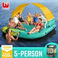 Bestway Floating Island Pool Party Swim Platform Raft Giant Inflatable Lounge Tube Sunshade 5 Persons 291cm