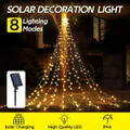 Solar LED String Light Waterfall Fairy Christmas Tree Hanging Decoration Ornament Star Topper Strip Indoor Outdoor 350 LED 9 Strands 8 Lighting Modes