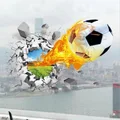 2022 World Cup 3D Football Break Removable Wall Sticker Room Soccer Decals Home Decorative Wallpaper 50*70cm