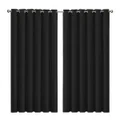2x Blockout Curtains Panels 3 Layers Eyelet Room Darkening 240x230cm Black