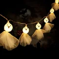 Halloween Ghost String Lights with 3 M 20 LED Lace Ghost Wall Decor Battery Operated Fairy for Halloween Party Indoor Outdoor Hanging Lights Decorations (Warm White Light)