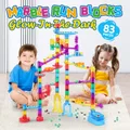Glowing Marble Run Track Construction 83 Pcs, Glow in the Dark Glass Marble Maze Building Educational STEM DIY Toy Kit For Kids