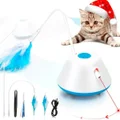 Cat Toy Interactive Toys for Indoor Cats Automated Cat Light Toy with Light and Feathers Self Rotating Auto