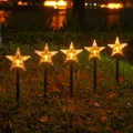 Christmas Pathway Solar Lights Decorative Garden Display LED Light 5 Pieces Warm Lights (Stars)