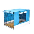 Wire Dog Cage Crate 36 inches with Tray + Cushion Mat + BLUE Cover Combo