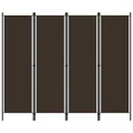 4-Panel Room Divider Brown 200x180 cm