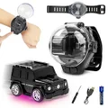 Rechargeable Mini Watch Remote Control Car 2.4 GHz Watch Racing Car Toy with USB Charging for Kids Interactive Toys?Black?