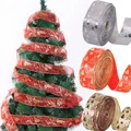 2M/3 roll Christmas Print Ribbon Xmas Tree Ornament Ribbon DIY Handmade Biscuit Gift Wrapping String Bow Christmas Decor