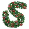 Christmas Accessories 2.7m LED Rattan Garland Artificial Green Pine Tree Rattan with Berries and Pine Cones Hanging Ornaments Home Party Decoration
