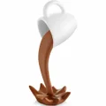 Floating Coffee Cup Sculpture Decoration Spilling Sculpture Plastic Pouring Coffee Mugs for Family Friend Coffee Lover (Brown)