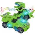 Transforming Music Dinosaur Toy for 4 5 6 7 Year Old Boy (Green)