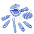 9PCS Plastic Simulation Dentist Play Set Medical Kit Pretend Toy for Kids Role Play Game Col Blue