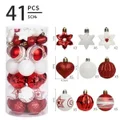 41 Pcs 5 cm Christmas Ball Star Ornaments Painting & Glittering Christmas Tree Pendants Shatterproof Decorative